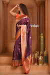 Festive Edit! Ganga Ghat ~ Handloom Pure Silk Katan Saree in Mauve and Orange ( Silk Mark Certified )