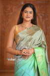 Festive Edit! Ganga Ghat ~ Handloom Pure Silk Katan Saree in Dual Tone Ombre( Silk Mark Certified )