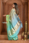 Festive Edit! Ganga Ghat ~ Handloom Pure Silk Katan Saree in Dual Tone Ombre( Silk Mark Certified )