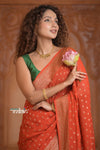 Festive Edit! Ganga Ghat ~ Handloom Khaddi Georgette Saree in Crimson Red (Silk Mark Certified)