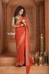 Festive Edit! Ganga Ghat ~ Handloom Khaddi Georgette Saree in Crimson Red (Silk Mark Certified)