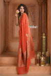 Festive Edit! Ganga Ghat ~ Handloom Khaddi Georgette Saree in Crimson Red (Silk Mark Certified)