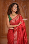 Festive Edit! Ganga Ghat ~ Handloom Pure Silk Chiniya Saree in Crimson Silk Mark Certified)