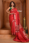 Festive Edit! Ganga Ghat ~ Handloom Pure Silk Chiniya Saree in Crimson Silk Mark Certified)