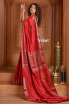 Festive Edit! Ganga Ghat ~ Handloom Pure Silk Chiniya Saree in Crimson Silk Mark Certified)