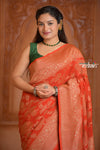 Festive Edit! Ganga Ghat ~ Handloom Khaddi Georgette Saree with Jal in Crimson Red (Silk Mark Certified)