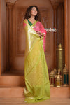 Festive Edit! Ganga Ghat ~ Handloom Kota Silk Jaal Saree with Contrast Pallu in Blush Pink with Green