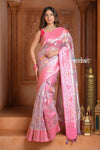Festive Edit! Ganga Ghat ~ Handloom Pure Kora  Silk Banarasi Saree in Champagne Pink (Silk Mark Certified)