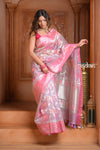 Festive Edit! Ganga Ghat ~ Handloom Pure Kora  Silk Banarasi Saree in Champagne Pink (Silk Mark Certified)