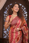 Kashi ~ Handloom Banarasi Pure Silk Khaddi Rangkath Saree in Earthy Orange (Silk Mark Certified)