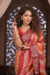 Kashi ~ Handloom Banarasi Pure Silk Khaddi Rangkath Saree in Earthy Orange (Silk Mark Certified)