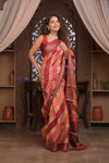 Kashi ~ Handloom Banarasi Pure Silk Khaddi Rangkath Saree in Earthy Orange (Silk Mark Certified)