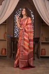 Kashi ~ Handloom Banarasi Pure Silk Khaddi Rangkath Saree in Earthy Orange (Silk Mark Certified)