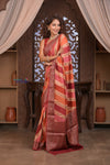 Kashi ~ Handloom Banarasi Pure Silk Khaddi Rangkath Saree in Earthy Orange (Silk Mark Certified)