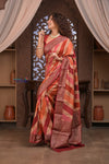 Kashi ~ Handloom Banarasi Pure Silk Khaddi Rangkath Saree in Earthy Orange (Silk Mark Certified)