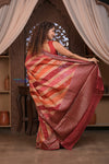 Kashi ~ Handloom Banarasi Pure Silk Khaddi Rangkath Saree in Earthy Orange (Silk Mark Certified)