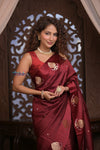 Kashi ~ Handloom Banarasi Pure Katan Silk Saree in Maroon (Silk Mark Certified)