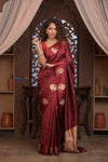 Kashi ~ Handloom Banarasi Pure Katan Silk Saree in Maroon (Silk Mark Certified)