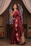 Kashi ~ Handloom Banarasi Pure Katan Silk Saree in Maroon (Silk Mark Certified)