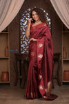 Kashi ~ Handloom Banarasi Pure Katan Silk Saree in Maroon (Silk Mark Certified)