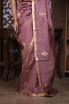 Kashi ~ Handloom Banarasi Pure Silk Saree With Sparrow Butti in Mauve (Silk Mark Certified)