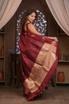 Kashi ~ Handloom Banarasi Pure Katan Silk Saree in Maroon (Silk Mark Certified)