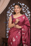 Kashi ~ Handloom Banarasi Pure Silk Saree in Dark Maroon (Silk Mark Certified)