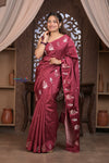 Kashi ~ Handloom Banarasi Pure Silk Saree in Dark Maroon (Silk Mark Certified)