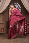 Kashi ~ Handloom Banarasi Pure Silk Saree in Dark Maroon (Silk Mark Certified)