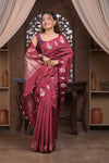 Kashi ~ Handloom Banarasi Pure Silk Saree in Dark Maroon (Silk Mark Certified)