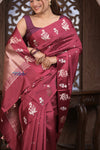 Kashi ~ Handloom Banarasi Pure Silk Saree in Dark Maroon (Silk Mark Certified)