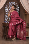 Kashi ~ Handloom Banarasi Pure Silk Saree in Dark Maroon (Silk Mark Certified)