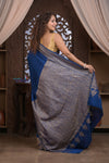 Kashi ~ Handloom Banarasi High Quality Crepe Silk Saree in Marine Blue (Silk Mark Certified)