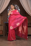 Kashi ~ Handloom Pure Silk High Quality Kora Saree in Blush Pink with Circular Buttis (Silk Mark Certified)