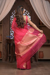 Kashi ~ Handloom Pure Silk High Quality Kora Saree in Blush Pink with Circular Buttis (Silk Mark Certified)