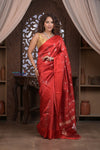 Kashi ~ Handloom Banarasi Pure Silk Saree in Crimson Red (Silk Mark Certified)