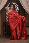 Kashi ~ Handloom Banarasi Pure Silk Saree in Crimson Red (Silk Mark Certified)