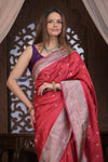 Kashi ~ Handloom Banarasi Pure Silk Saree in Rose Red (Silk Mark Certified)