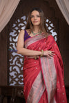 Kashi ~ Handloom Banarasi Pure Silk Saree in Rose Red (Silk Mark Certified)