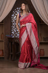 Kashi ~ Handloom Banarasi Pure Silk Saree in Rose Red (Silk Mark Certified)