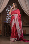 Kashi ~ Handloom Banarasi Pure Silk Saree in Rose Red (Silk Mark Certified)