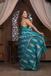 Kashi ~ Handloom Banarasi High Quality Pure Silk Saree in Ocean Blue (Silk Mark Certified)