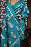 Kashi ~ Handloom Banarasi High Quality Pure Silk Saree in Ocean Blue (Silk Mark Certified)