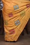 Bengal Gatha ~ Handloom Tussar Silk Saree with Handwoven Kantha Work in Ochre Yellow