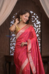Kashi ~ Handloom Banarasi Pure Silk Saree in Sunset Red (Silk Mark Certified)