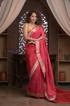 Kashi ~ Handloom Banarasi Pure Silk Saree in Sunset Red (Silk Mark Certified)