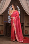 Kashi ~ Handloom Banarasi Pure Silk Saree in Sunset Red (Silk Mark Certified)