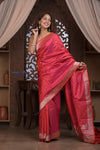 Kashi ~ Handloom Banarasi Pure Silk Saree in Sunset Red (Silk Mark Certified)