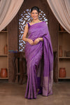 Kashi ~ Handloom Banarasi Khaddi Georgette Silk Saree in Purple (Silk Mark Certified)
