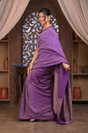 Kashi ~ Handloom Banarasi Khaddi Georgette Silk Saree in Purple (Silk Mark Certified)